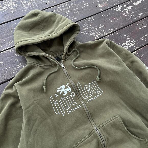 (L) Vintage 90s Hurley Faded Full Zip Up Hoodie Surf Skate - Picture 2 of 7